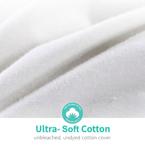 APSMILE King Size Luxury 100% Organic Cotton All Season Down Feather Fibers Comforter High Fill Power Medium Warmth Duvet Insert, (106x90, Ivory White)