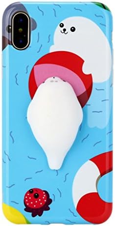 Case Cover For iPhone X, Squishy 3D Squeeze Cute Mochi Toy Silicone Back Soft (H)