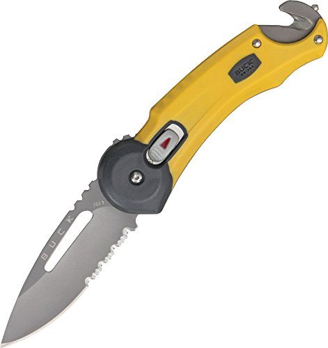 Buck Knives BU753YWX-BRK Redpoint Rescue Tactical Folding Knife Strap Cutter Glass Breaker, Yellow