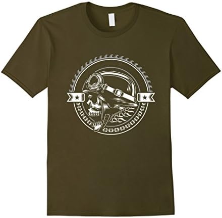 Mens Motorcycle Gears &amp; Chains Biker Skull Men Women T-Shirt Medium Olive