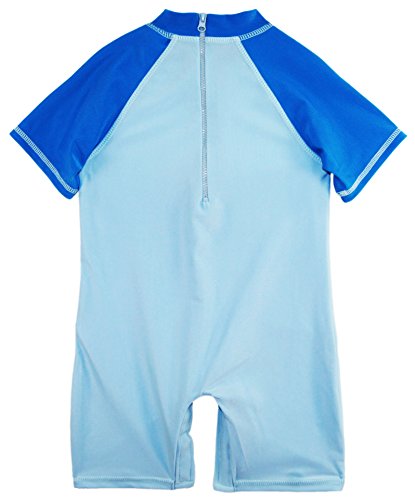 Sweet & Soft Little Boys' Shark Time Animal Print 1-Piece Swim Rash guard, Ocean Blue, 3T