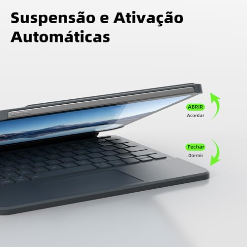 Capa com Teclado para iPad de 11ª Geração A16 (2025) / iPad de 10ª Geração de 10,9" (2022), Teclado Destacável com Touchpad, Retroiluminação de 7 Cores com Layout Português, Cinza