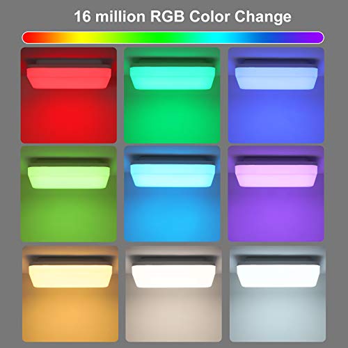 Oeegoo Smart Ceiling Light LED Flush Mount, Compatible with App Control Alexa Google Home, 15W Dimmable Front RGB Color… - Image 2