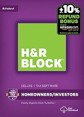 H&R Block Tax Software Deluxe 2016 Mac + Refund Bonus Offer