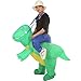 Qshine Inflatable Rider Costume Riding Me Fancy Dress Funny Dinosaur Dragon Funny Suit Mount Kids Adult (Child, Green)