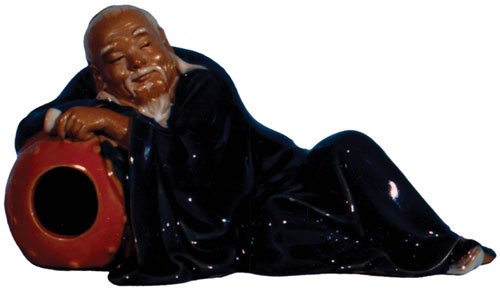 Chinese ceramic mudman figure - reclining poet