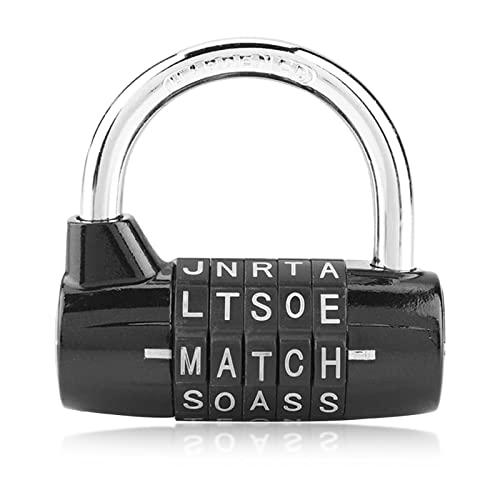 Sonew 5 Letter Combination Locker, Zinc Alloy Security Lock with Password for Travel Suitcase, Sports Locker (Black)