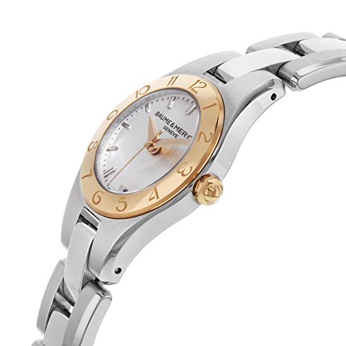 Baume-et-Mercier-Edelstahl-Mercier-Silber-Damen-Linea-Baume-Uhr-Stahl-Zifferblatt-und