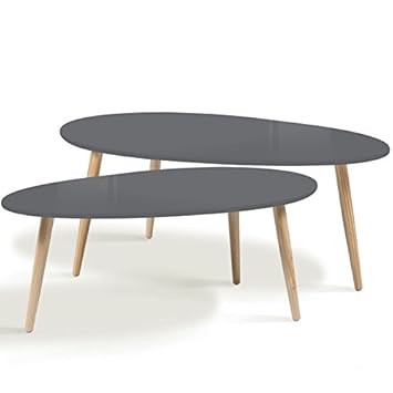 Idmarket Lot De 2 Tables Basses Gigognes Laquées Grises Scandinave