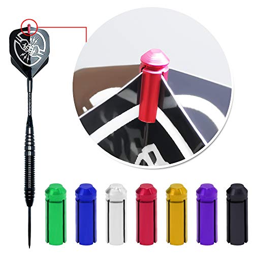 CS COSDDI 7 Colors Dart Flights Protector with Darts Multi-Use Tool, Metal Dart Flight Protectors for Metal and Soft Tip Darts