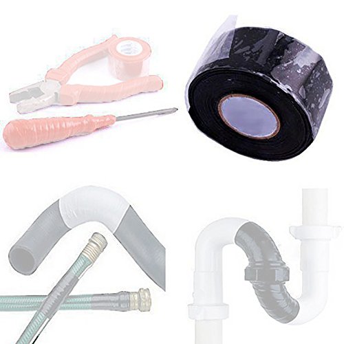 OSOF Multi-purpose 2 Rolls Black Repair Sealing Insulation Tape, Silicone Self Fusing Tapes Amalgamation Rubber Tapes For Emergency Pipe Plumbing & Water Hose Leaks, Electrical Cords, Strech, Wrap & S - Thumbnail 4