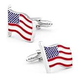 Zealmer 316L Stainless Steel American Flag Cufflinks for Men Business Wedding 1 Pair 931343