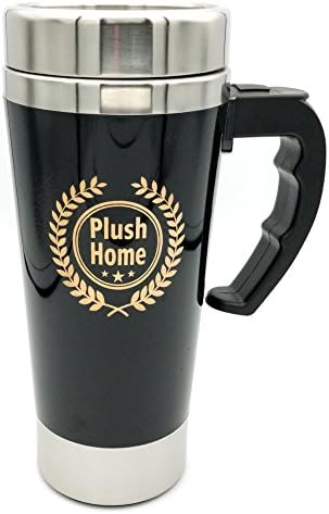 Plush Home Stainless Steel Insulated Coffee and Tea Self Stirring Traveling Mug - No Spoon, No Spill, No Mess (17 Ounce Capacity - Color Black)