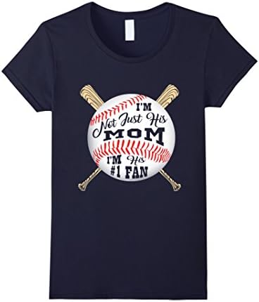 Womens Baseball Mom - I'm Not Just His Mom Fan - Grey Small Navy