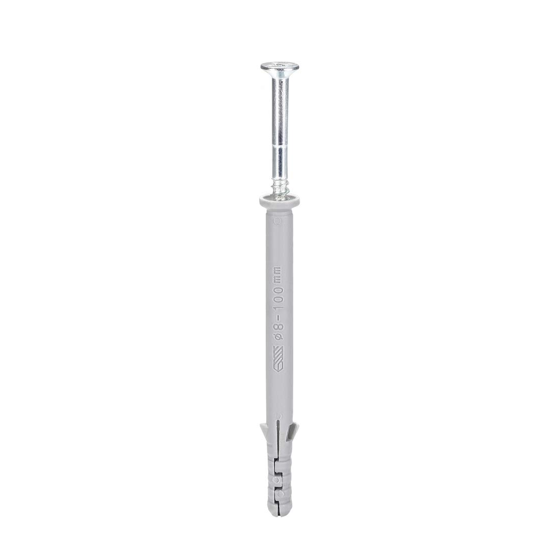 sourcing map 8x100mm Plastic Expansion Tube for Drywall with Screws Gray 20pcs