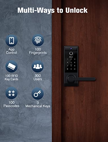 Smart Lock, 3-in-1 Camera+Doorbell+Fingerprint Keyless Entry Door Lock, WiFi Door Lock with Handle, App Control, Anti-Peeping, Auto Lock, IP65 Weatherproof, 3D Biometric Fingerprint for Front Door