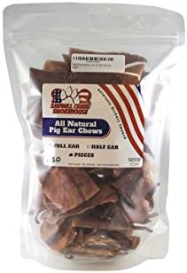 Pig Ear Small Chews 50 PackSourced and Made in USA Natural USDA Human Grade