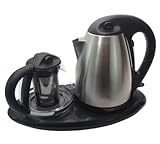 Dual Electric Kettle and Tea Maker Set Stainless Steel & Glass & Keep Tea Warm Tray