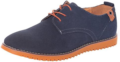 Runday Men's Fashion Suede Leather Shoes Round Toe Lace Up Casual Oxfords(11 D(M)US,navyblue) (11 D(M) US, Navy Blue)