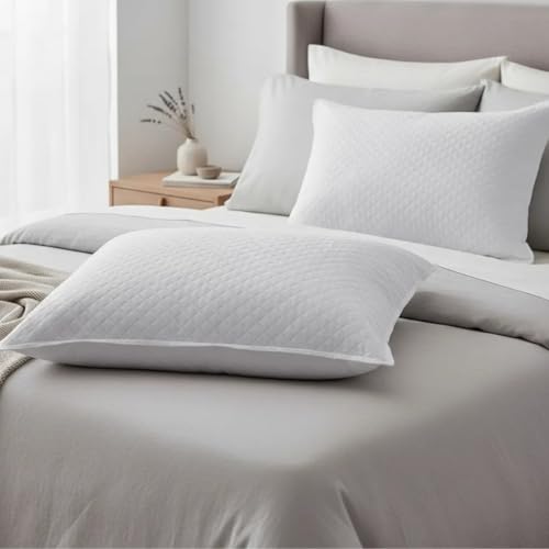 Kit 2 Travesseiros Toque de Pluma 50x70cm Kit Travesseiro Casal Percal 180 Fios Antialérgico Antimofo Antiácaro Lavável Suporte Médio Travesseiro Confortável para Dormir Macio e Leve Conforto Premium