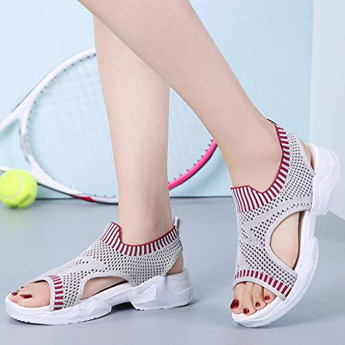 Londony Women's Athletic Walking Shoes Casual Mesh-Comfortable Work Sneakers Lightweight Mesh Slip on Sneakers Gray - Thumbnail 3