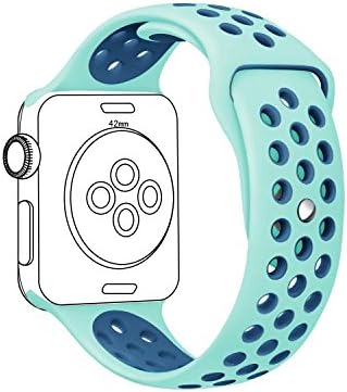 iMiWell Nike Band for Apple Watch 42mm, Soft Silicone Quick Release Replacement Strap for Apple iWatch Series 1 Series 2, Apple Watch Nike+ (42mm Medium/Large Navy+Pale green)