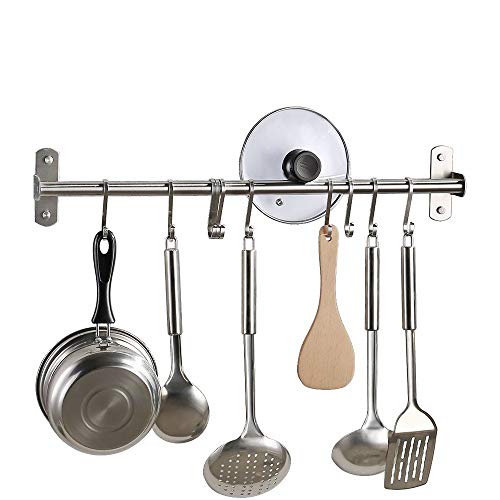 KES Kitchen Tool and Utensil Rack with 10 Hooks Multipurpose 22-Inch Wall Mounted, Brushed SUS304 Stainless Steel 2 Pack, KUR209S55-2-P2 - Thumbnail 6
