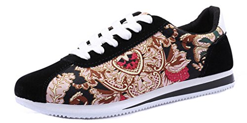 Jiye Men's Canvas Graffiti Fashion Sneakers Shoes,Black,6.5 M US