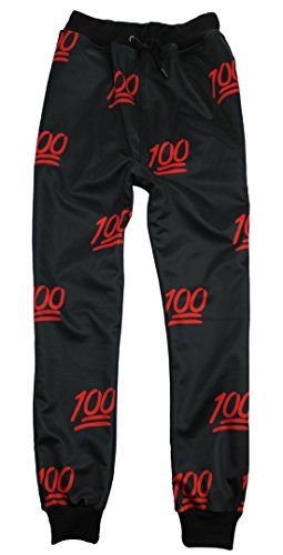 APTRO Men's Relax Fit Cute Cartoon Faces Emoji Joggers Pants Black 100 Size L