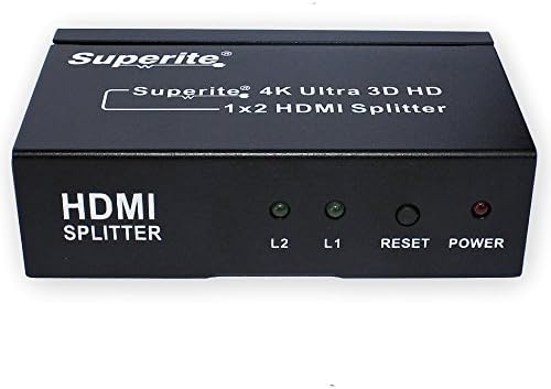 Superite 2 Ports 1 x 2 HDMI Splitter Version 1.4 Certified Full Ultra HD 4K/2K 3D 1080P-1 Input 2 Outputs