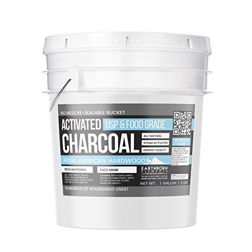 Earthborn Elements Activated Charcoal Powder, 1 gallon (3 lb.), Resealable Bucket, American Hardwood, All-Natural Teeth Whitening, Detoxifier, Food & USP Pharmaceutical Grade, Vegan, Gluten-Free, Skin