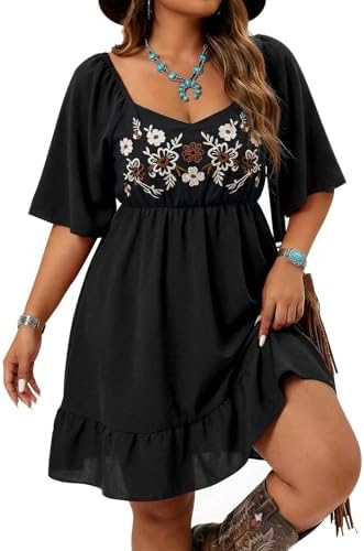 BEAUDRM Women's Plus Size Western Cowgirl Dress Floral Boho Country Flowy Causal Spring Mini Dress Summer Vacation Outfits Black Large Plus at Amazon Women's Clothing store BEAUDRM Women's Plus Size Western Cowgirl Dress Floral Boho Country Flowy Causal Spring Mini Dress Summer Vacation Outfits Black Large Plus at Amazon Women's Clothing store