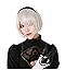 miccostumes Cosplay Wig Whte Short Straight Bob Wig Cute Flat Bangs Synthetic Hair