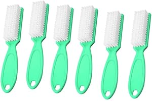 SQULIGT 6Pcs Nail Brush for Cleaning Fingernails, Handle Grip Cleaning Brush for Nail and Toenail, Nail Dust Brush Manicure Pedicure Tools Scrubbing Brush Women Men Home Salon(Green)