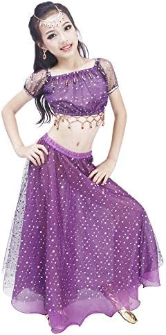Maylong Girls Polka Dot Dancing Skirt Belly Dance Outfit Halloween Costume DW51