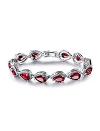 GULICX - Juego de joyas de plata para mujer, zafiro color rubí