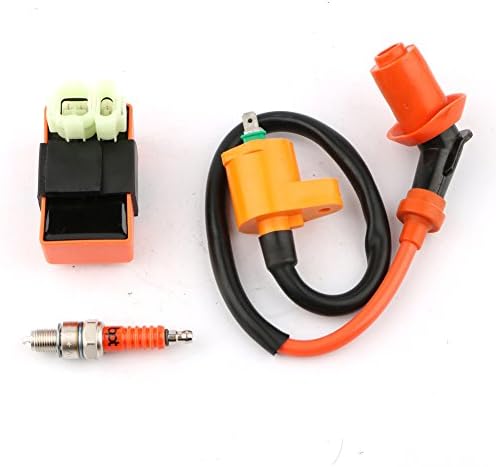 MOPASEN AC High Performance Racing 6 Pins CDI Box Racing +Ignition Coil+ Voltage Spark Plug for GY6 60cc 80cc 125cc 150cc Vertical Engine ATV Ignition Rebulid Kits
