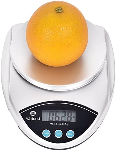 WELLAND 11lb Digital Kitchen Scale Multifunction Mini Food Scale for Baking,Silver