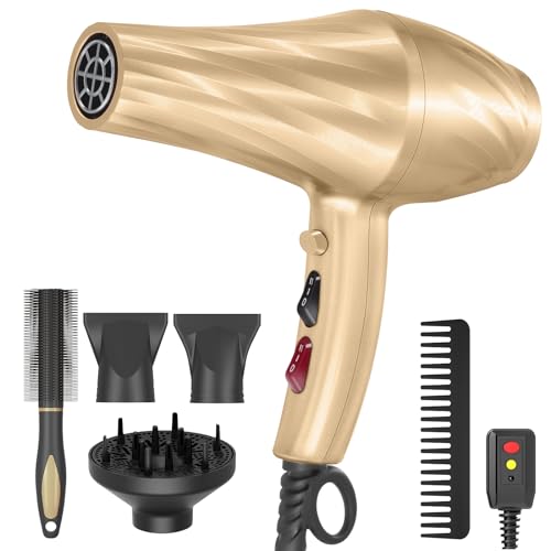 Ionic Hair Dryer Fast Drying Professional Hair Dryer Gold