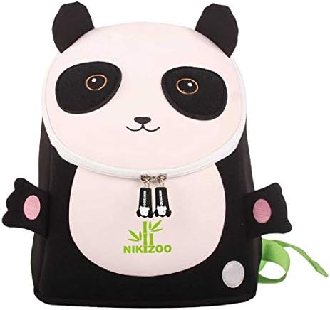 Panda Toddler Backpack 3D Zoo Backpacks with Leash Anti-Lost Harness Kids Baby Mini Schoolbags Girls Boys Animal Neoprene Waterproof Bookbag Black
