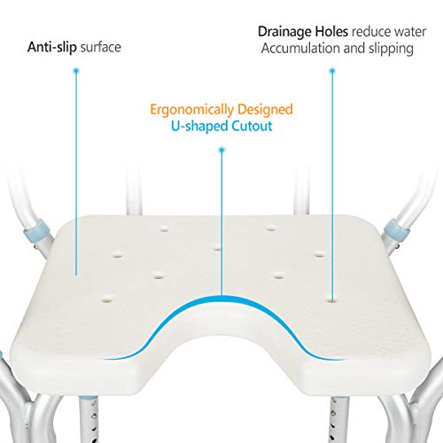 OasisSpace Heavy Duty Shower Chair with Back and Arms 300lb, Bathtub