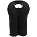2-Bottle Neoprene Tote - Carrier For Wine Champagne Chardonnay Bottles (Black)