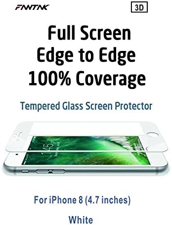 Big Fire Sales--iPhone 8 Tempered Glass Screen Protector 9H Shock-Proof Anti-Scratch HD Clear 3D Cover Edge to Edge (4.7) (White)