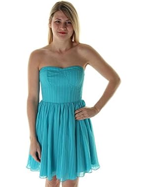 Guess Women's Sarah Strapless Sweetheart Corset Fit And Flare Dress 2 Turquoise