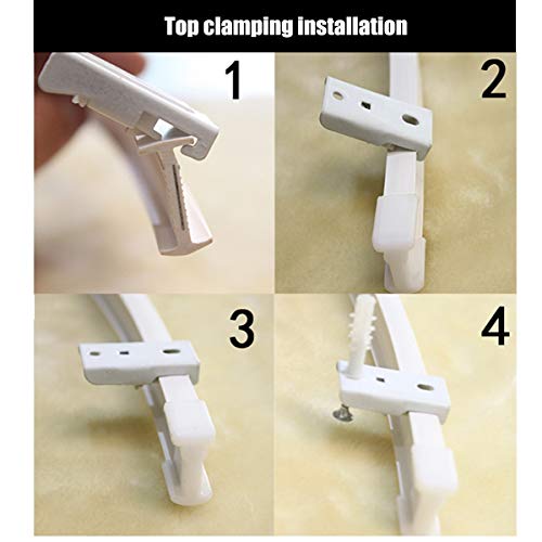 HAPYLY 2 Meter Flexible Plastic PVC Curtain Track Runner Rail Wall Ceiling Mounted Fixing Hooks Shower Curtains Room Divider with Instruction Mounting Accessories Include White (Top Clamping)