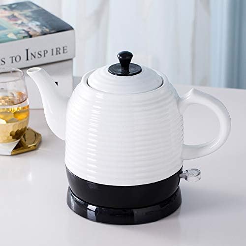 EOVL Electric Ceramic Cordless Kettle Teapot-Retro Red 1.2 L Jug, 1350W Water Fast for Tea, Coffee, Soup, Oatmeal-Removable Base, Boil Dry Protection-White plus black