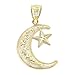 Gold Moon and Star Charm - 10 Karat Solid Gold - Moon Pendant - Celestial Jewelry (Style 2)