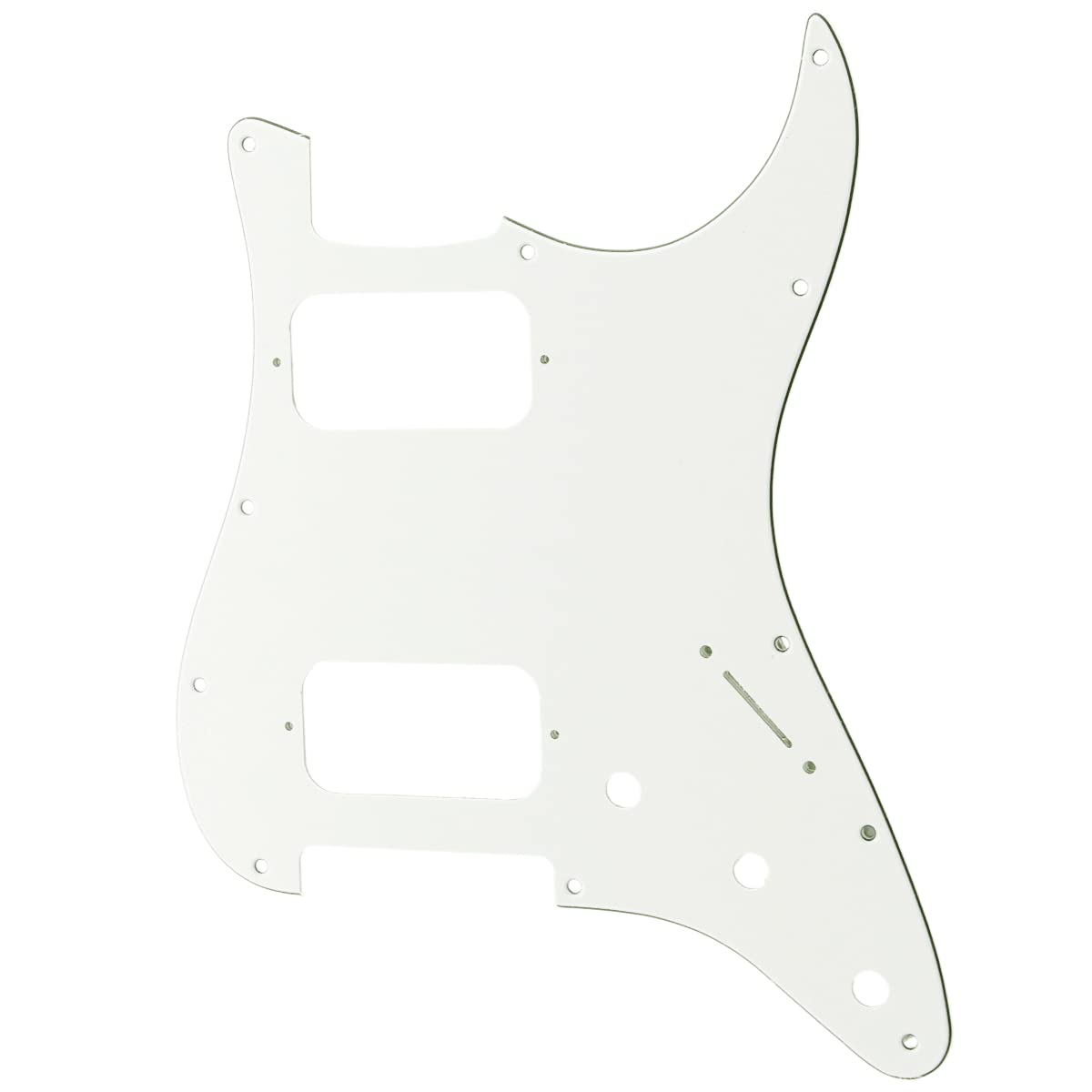 Musiclily Pro 11 Holes Round Corner HH Strat Pickguard 2 Humbuckers for American/Mexican Fender Standard Stratocaster Electric Guitar, 3Ply White