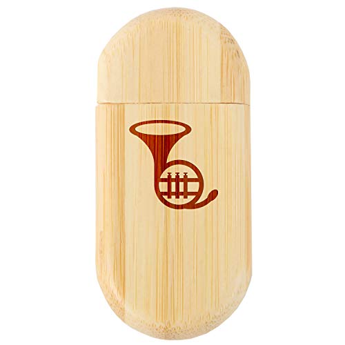 French Horn 8Gb Bamboo USB Flash Drive with Rounded Corners - Wood Flash Drive with Laser Engraving - 8Gb USB Gift for All Occasions