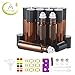 12, 10ml Essential Oils Roller Bottles - Amber, Glass with Stainless Steel Roller Balls by Mavogel (3 Extra Roller Balls, 30 Pieces Labels, Opener, Funnel, Dropper, Brush Included)